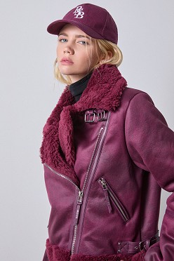 Leather look τζάκετ με γούνα