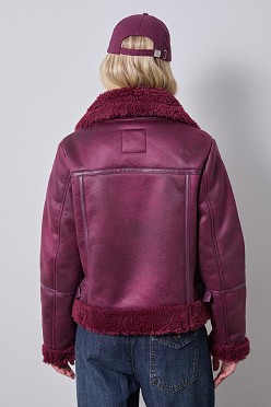 Leather look τζάκετ με γούνα
