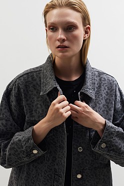 Leopard denim τζάκετ