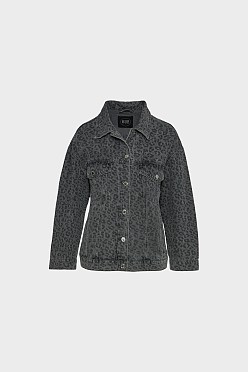 Leopard denim τζάκετ