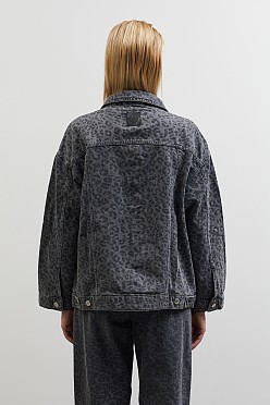 Leopard denim τζάκετ