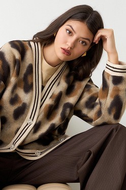 Oversized animal print bomber τζάκετ