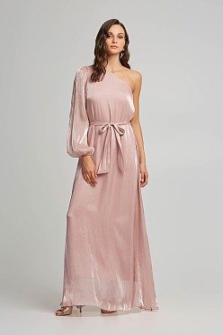 Μεταλλιζέ φόρεμα με ένα μανίκι