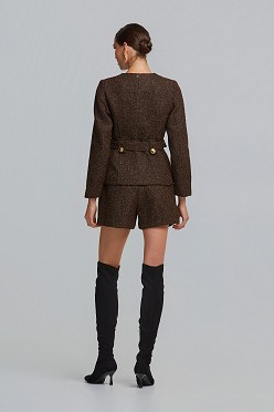 Tweed σακάκι με ζώνη