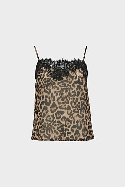 Animal print τοπ με δαντέλα