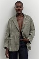 Καρό oversized σακάκι με καρφίτσες