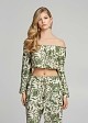 Εμπριμέ μπλούζα με μανίκια καμπάνα